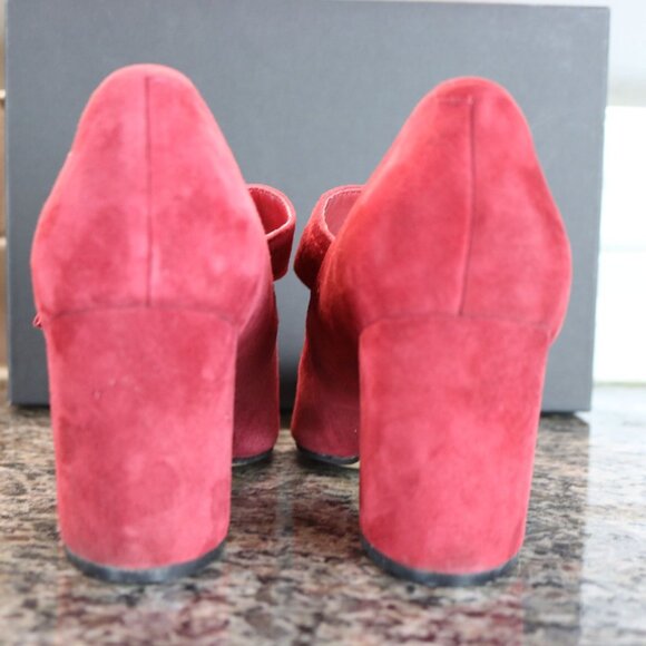 Wine Color Suede Heels by Mark Fisher, Carney Pumps.  8.5 M.  3" Block Heels - Picture 9 of 13